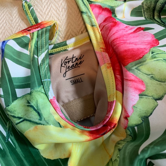 Kortni Jeane Tropical Floral+Stripe Set, sz.S - Picture 2 of 3